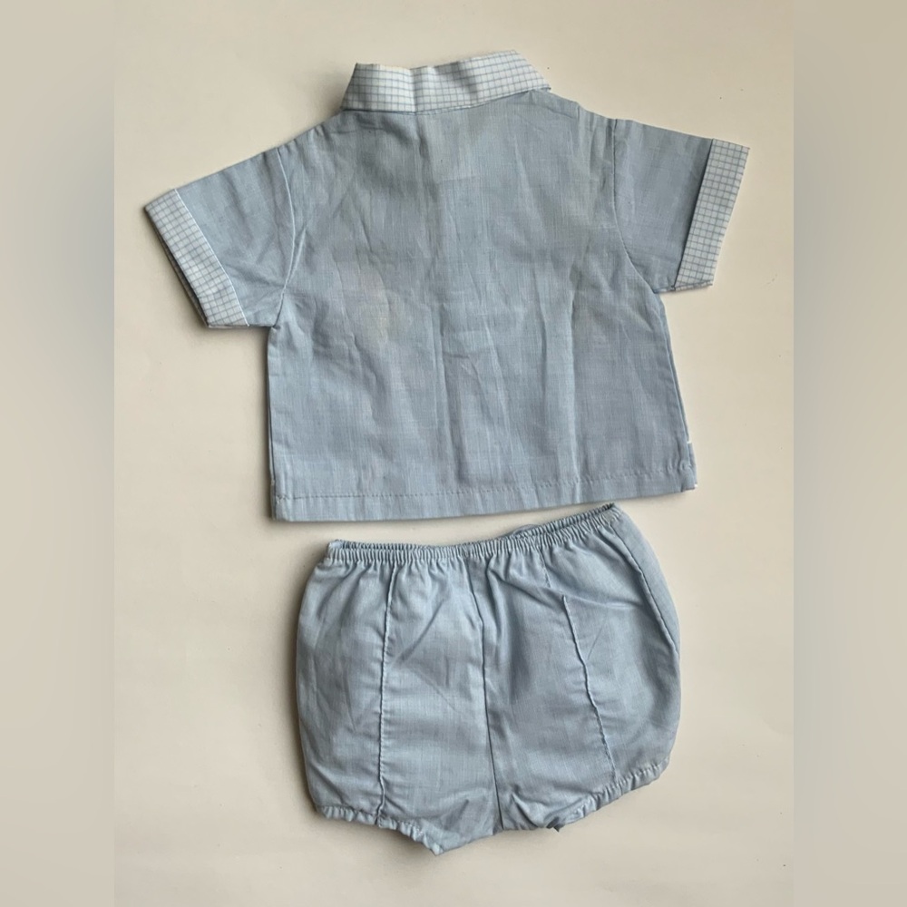 Vintage Blue Baby Outfit with Embroidered Details - Picture 7 of 7